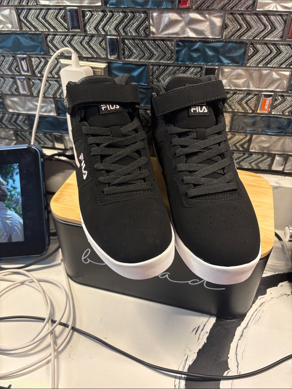 FILA Black and White Women's Low-Top Sneakers with Ankle Strap